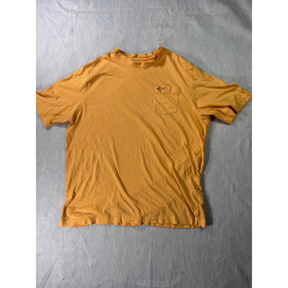 Greg Norman Mens XL Orange Short Sleeve Pocket T-Shirt Embroidered Shark Logo